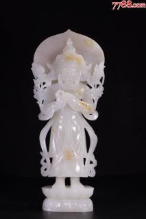 【顶级新疆和田玉籽料观音造像摆件】