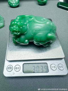 收藏款和田玉碧玉貔貅大手把件 可做摆件,俄碧老料子,今年切料子赌对