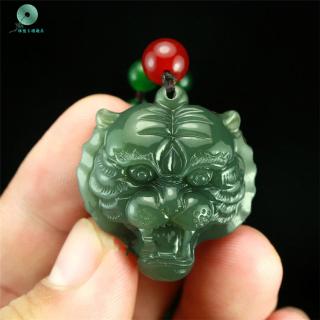 银想玉 和田玉青玉虎牌吊坠挂件 男款和田玉青玉虎牌吊坠 礼物 配普通